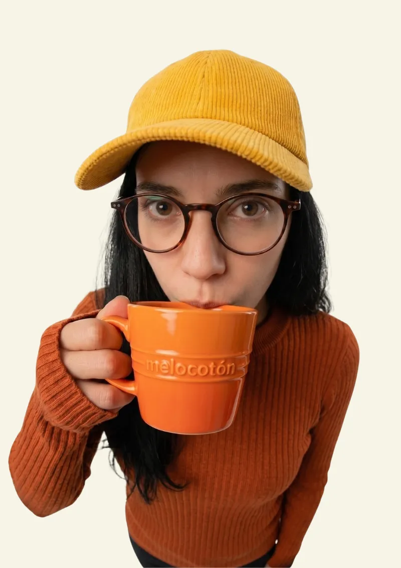 Producción de contenido con la taza de Melocotón